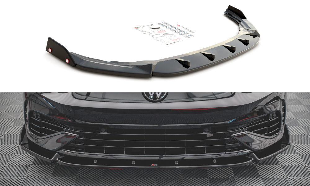 Maxton Design Front Splitter V.2 + Flaps Volkswagen Golf R Mk8