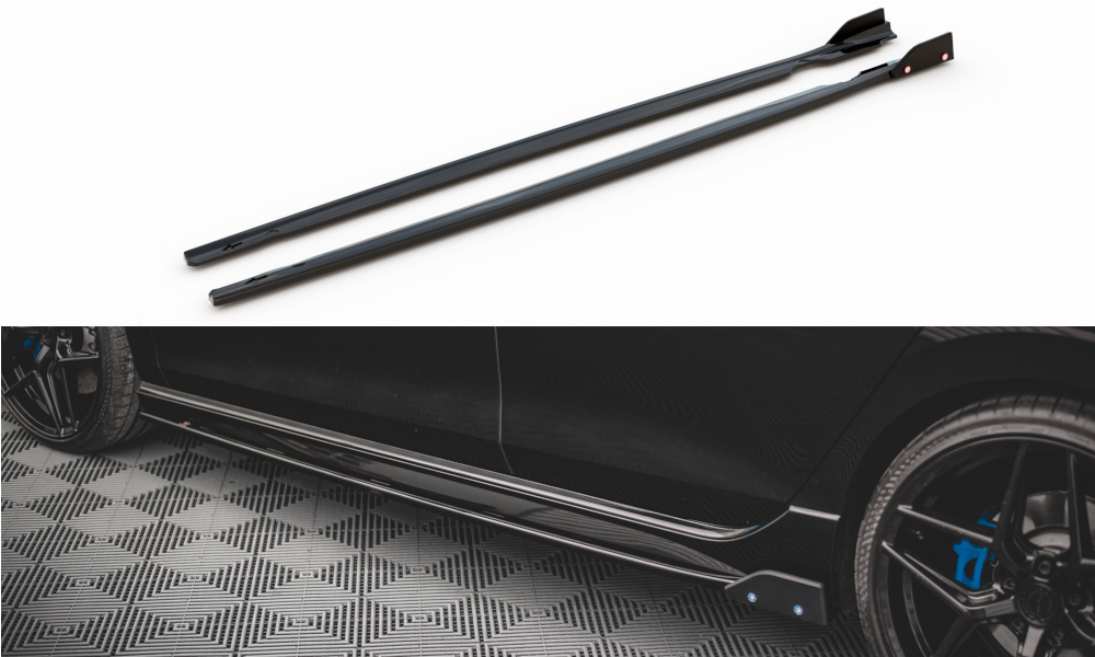 Maxton Design Side Skirts Diffusers V.2 + Flaps Volkswagen Golf R Mk8