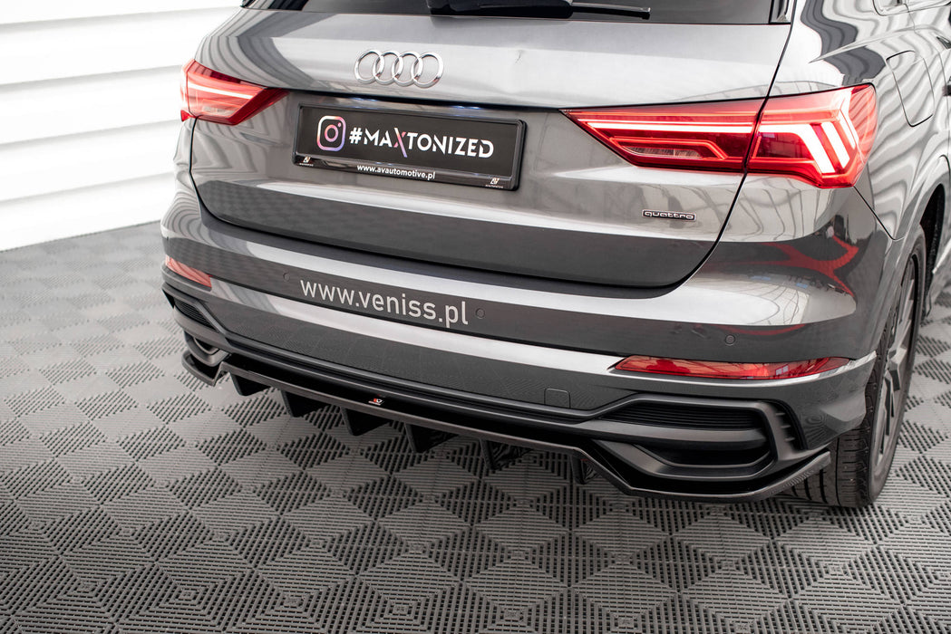 Maxton Design Rear Splitter (with vertical bars) Audi Q3 S-Line F3