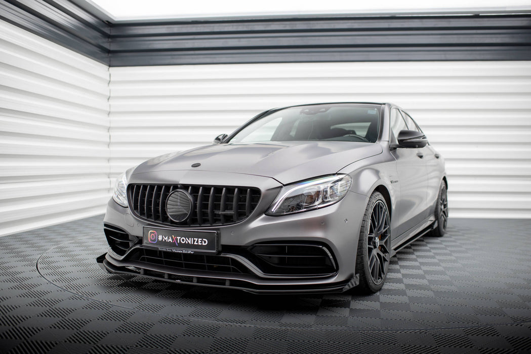 Maxton Design Street Pro Front Splitter + Flaps Mercedes-AMG C63 Sedan / Estate W205 Facelift