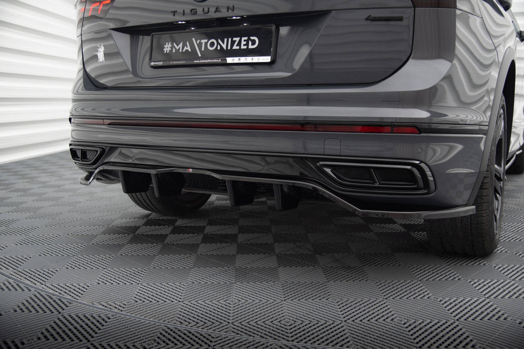 Maxton Design Rear Splitter (with vertical bars) Volkswagen Tiguan R-Line Mk2 Facelift