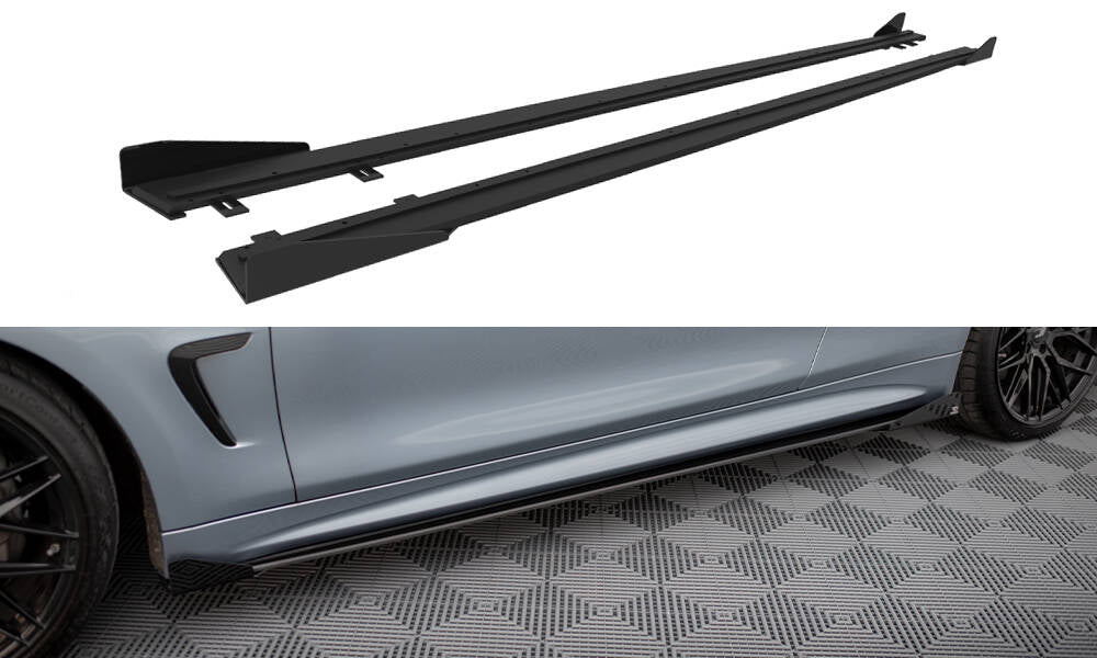 Maxton Design Street Pro Side Skirts Diffusers + Flaps BMW 4 Coupe / Gran Coupe / Cabrio M-Pack F32 / F36 / F33