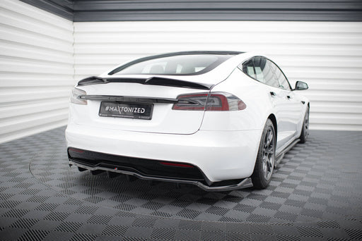 Maxton Design Rear Splitter (with vertical bars) V.1 Tesla Model S Plaid Mk1 Facelift