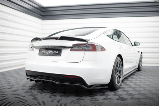 Maxton Design Rear Splitter (with vertical bars) V.2 Tesla Model S Plaid Mk1 Facelift