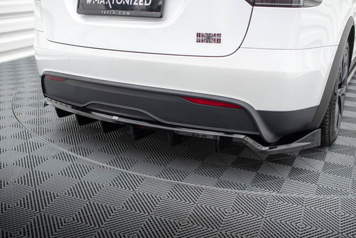 Maxton Design Rear Splitter (with vertical bars) Tesla Model X Mk1 Facelift