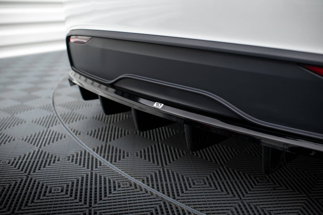 Maxton Design Rear Splitter (with vertical bars) Tesla Model X Mk1 Facelift