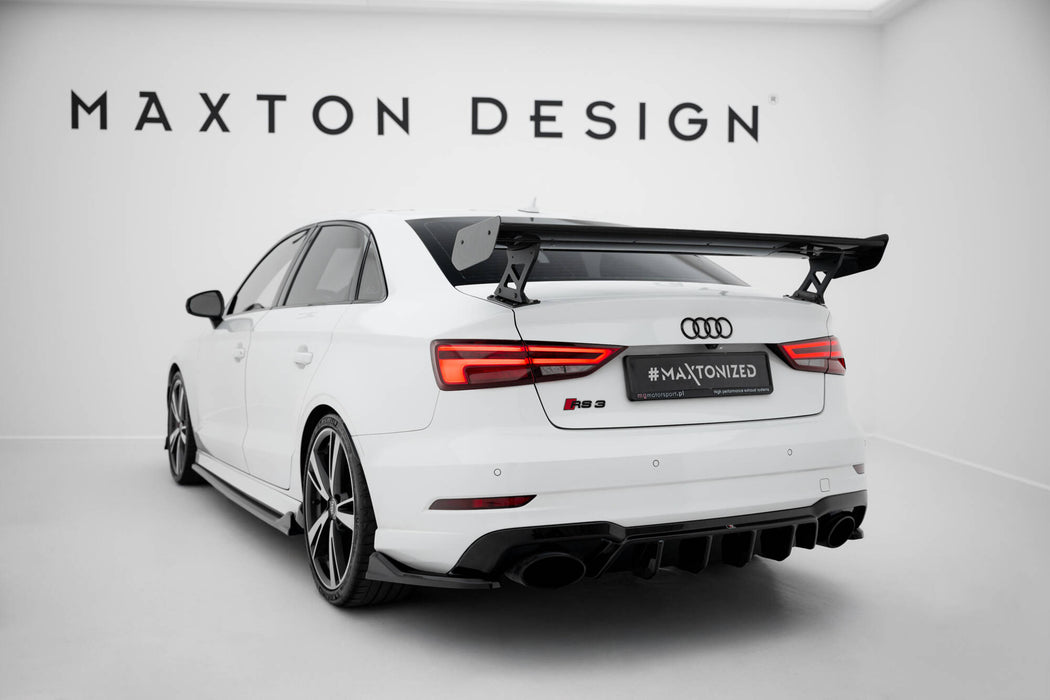 Maxton Design Carbon Spoiler With External Brackets Uprights Audi A3 / A3 S-Line / S3 / RS3 Sedan 8V / 8V Facelift