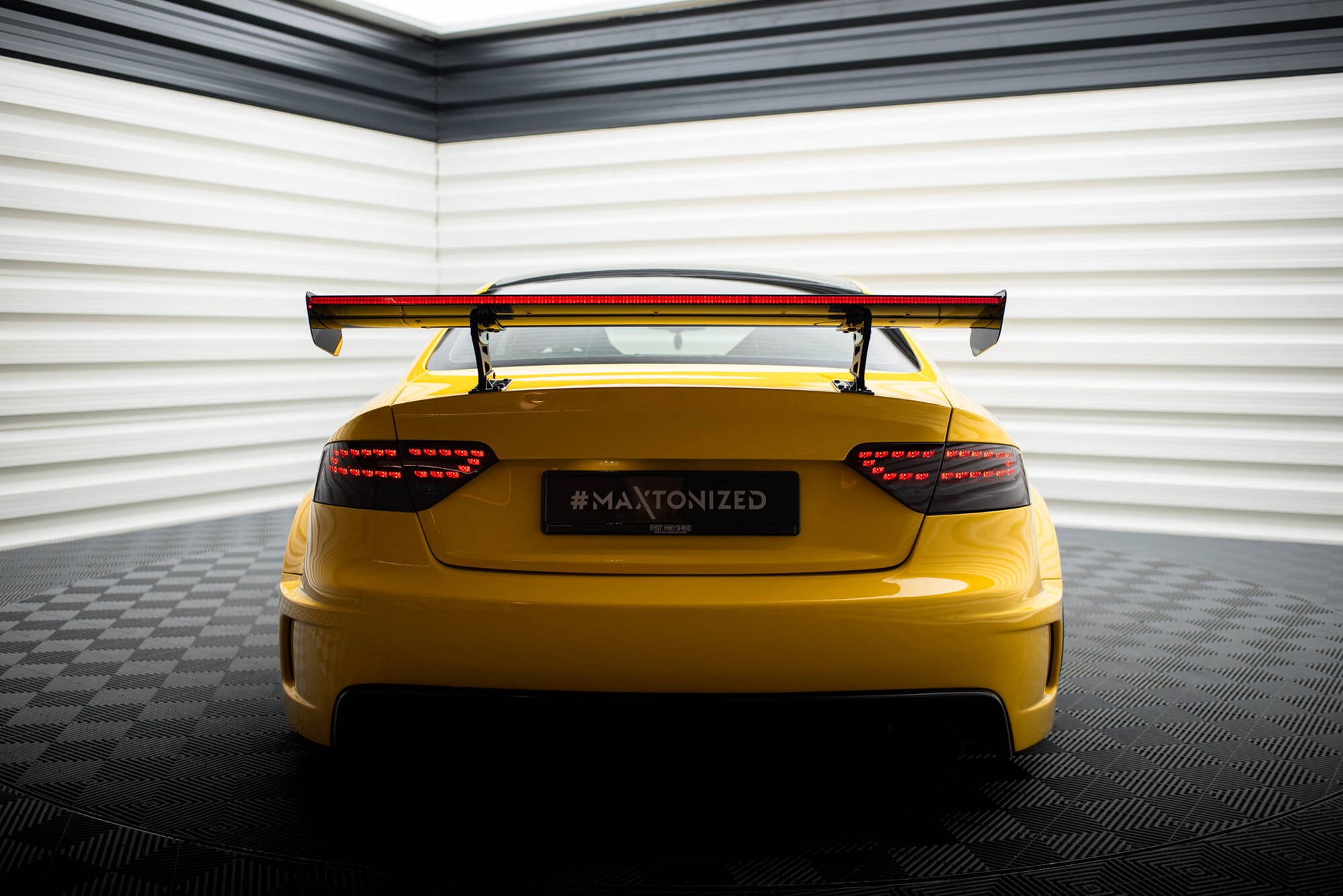 Maxton Design Carbon Spoiler With Internal Brackets Uprights + LED Aud ...
