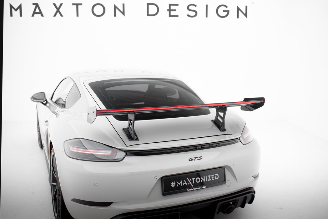 Maxton Design Carbon Spoiler With Internal Brackets Uprights V.1 + LED Porsche 718 Cayman 982c