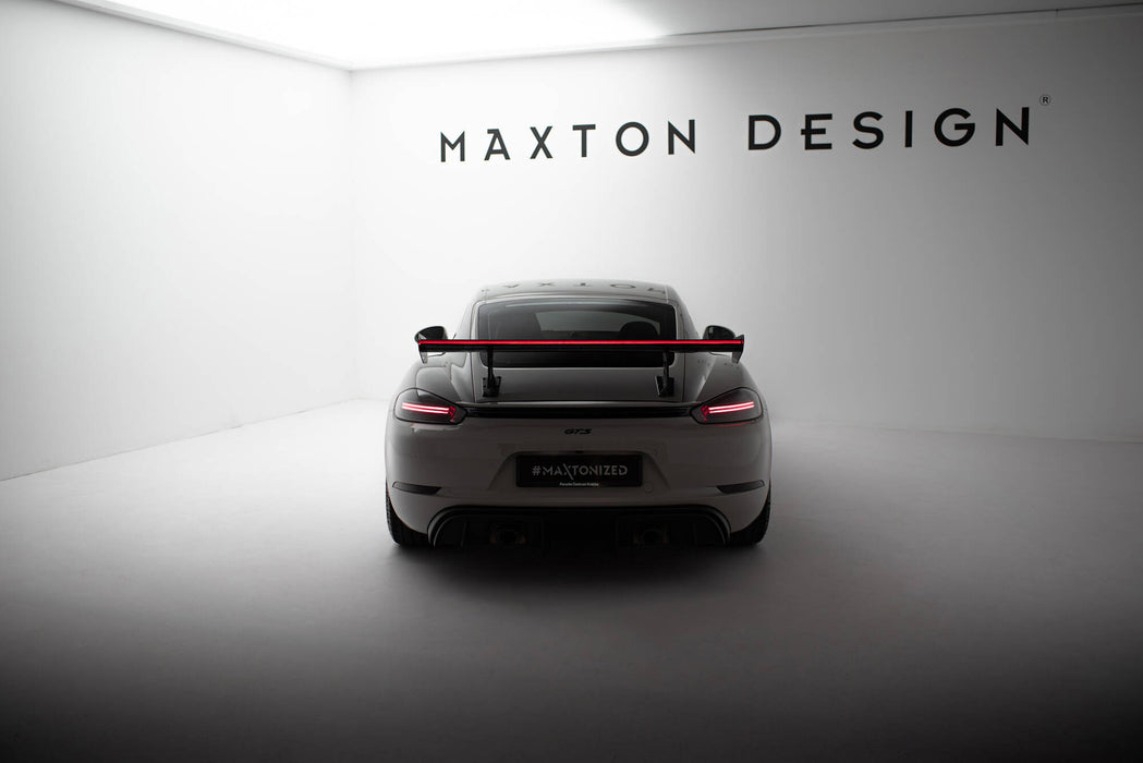 Maxton Design Carbon Spoiler With Internal Brackets Uprights V.1 + LED Porsche 718 Cayman 982c