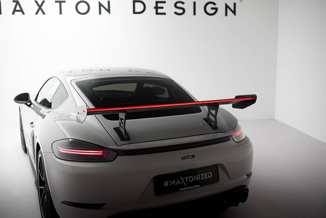 Maxton Design Carbon Spoiler With Internal Brackets Uprights V.1 + LED Porsche 718 Cayman 982c