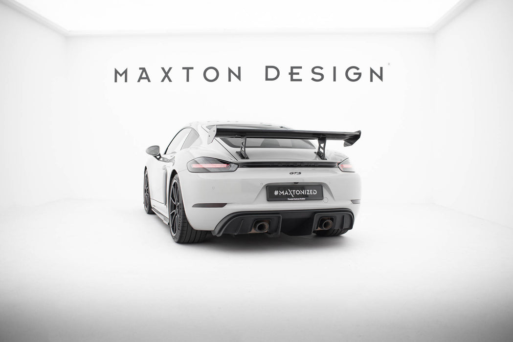 Maxton Design Carbon Spoiler With Internal Brackets Uprights V.1 Porsche 718 Cayman  982c