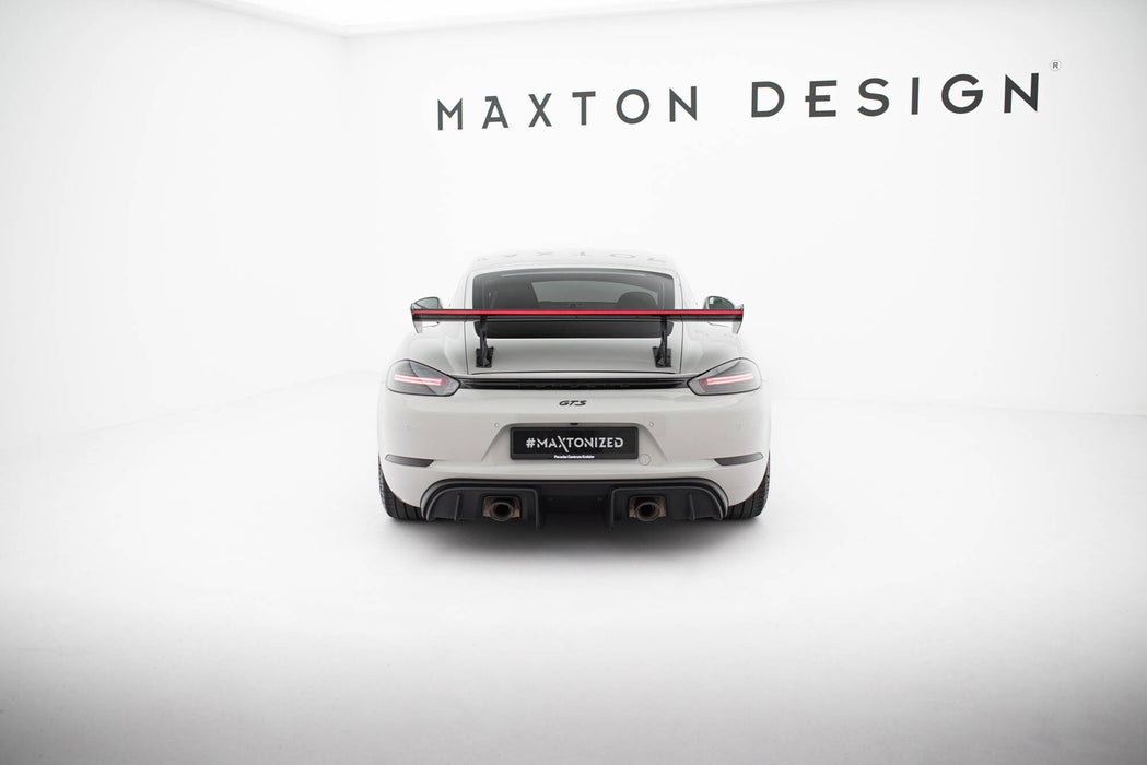 Maxton Design Carbon Spoiler With Internal Brackets Uprights V.2 + LED Porsche 718 Cayman 982c
