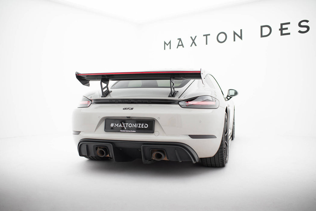 Maxton Design Carbon Spoiler With Internal Brackets Uprights V.2 + LED Porsche 718 Cayman 982c