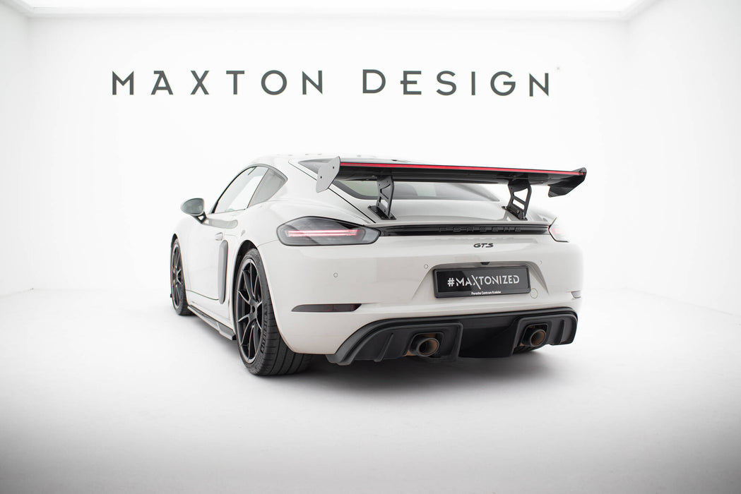 Maxton Design Carbon Spoiler With Internal Brackets Uprights V.2 + LED Porsche 718 Cayman 982c