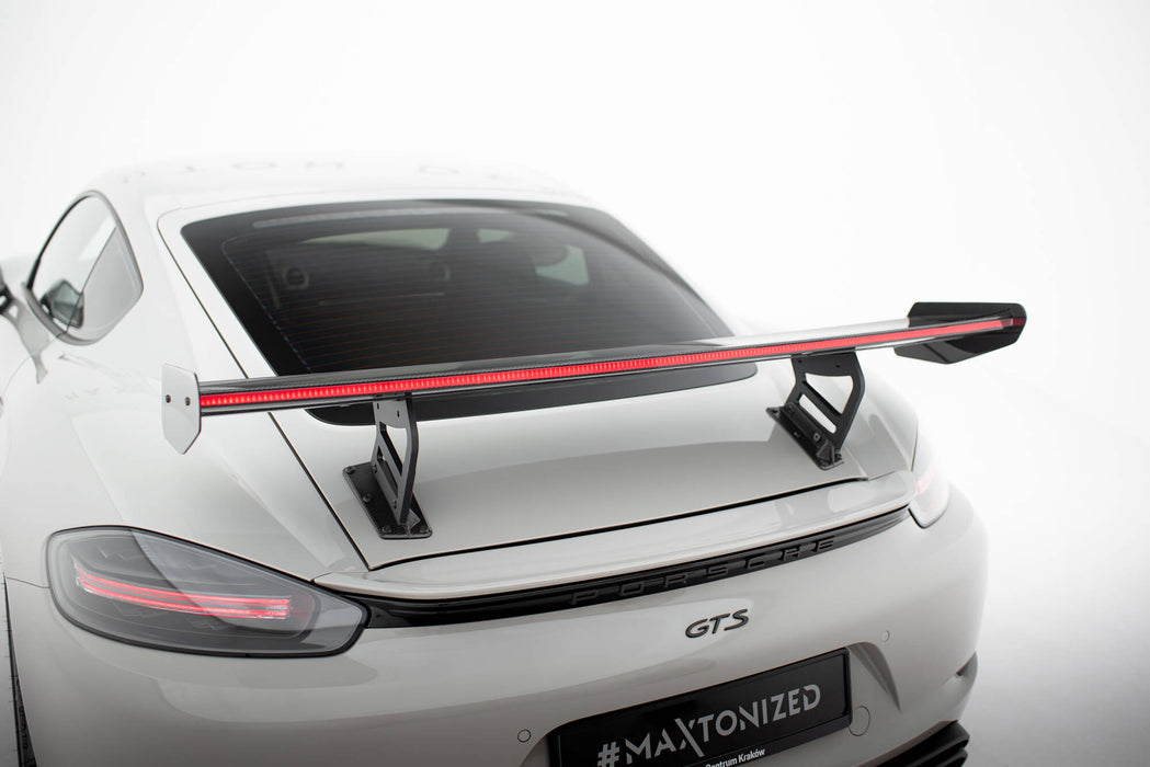 Maxton Design Carbon Spoiler With Internal Brackets Uprights V.2 + LED Porsche 718 Cayman 982c