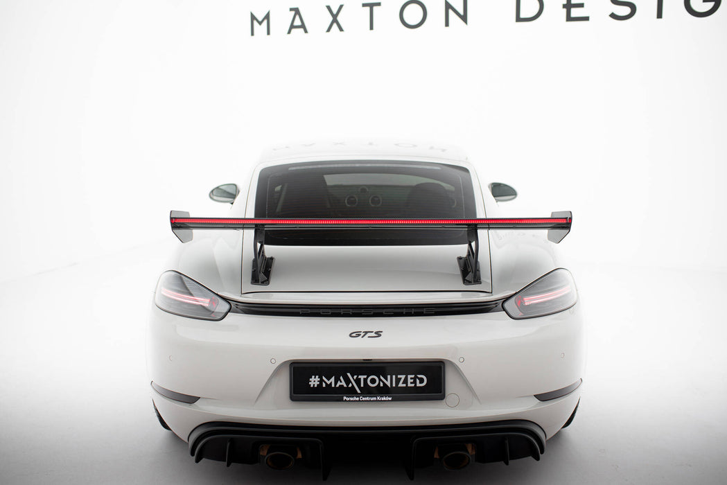 Maxton Design Carbon Spoiler With Internal Brackets Uprights V.2 + LED Porsche 718 Cayman 982c