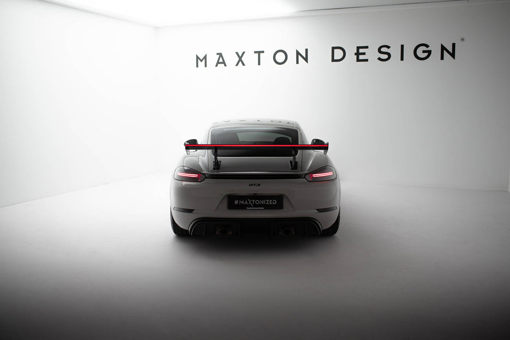 Maxton Design Carbon Spoiler With Internal Brackets Uprights V.2 + LED Porsche 718 Cayman 982c