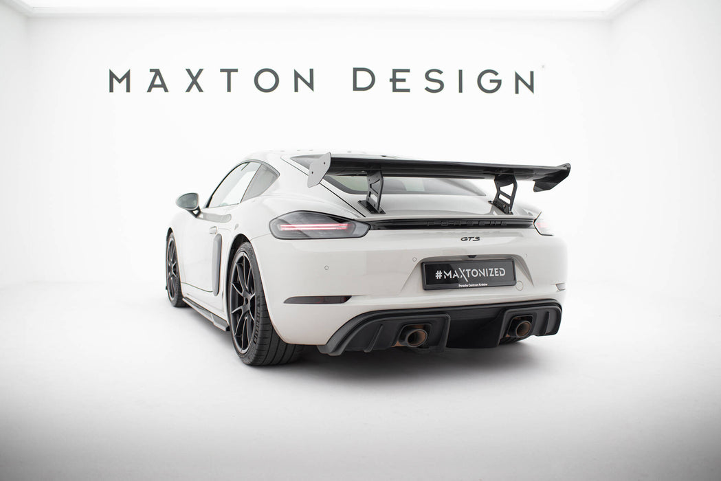 Maxton Design Carbon Spoiler With Internal Brackets Uprights V.2 Porsche 718 Cayman 982c