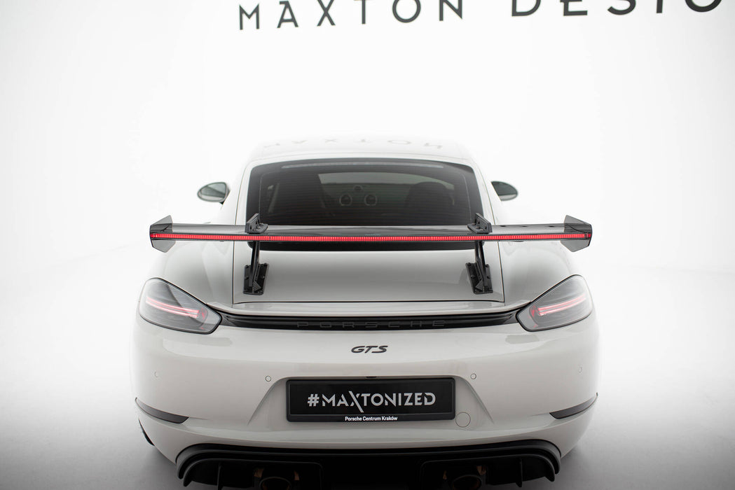 Maxton Design Carbon Spoiler With Upper Swan Mounting V.1 + LED Porsche 718 Cayman 982c