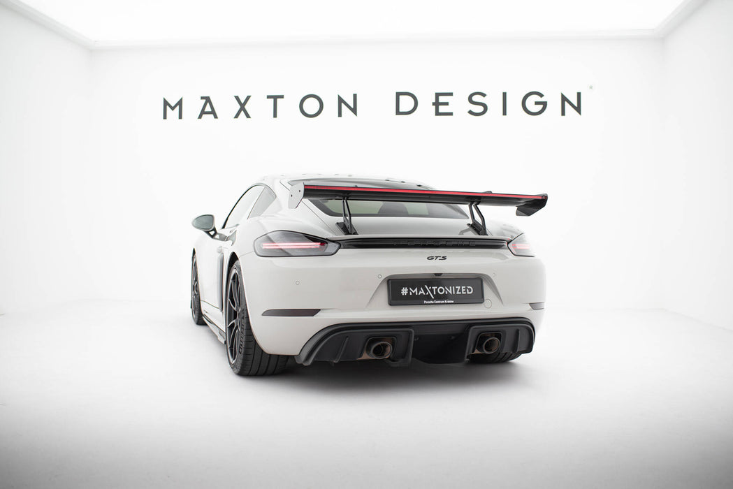 Maxton Design Carbon Spoiler With Upper Swan Mounting V.2 + LED Porsche 718 Cayman 982c