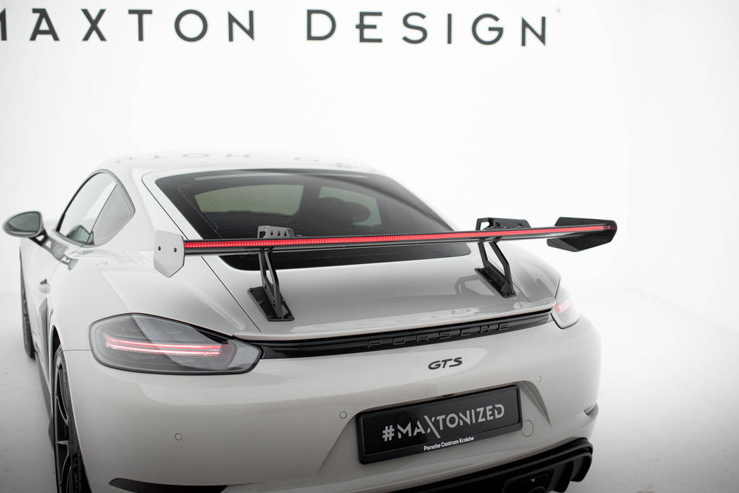 Maxton Design Carbon Spoiler With Upper Swan Mounting V.2 + LED Porsche 718 Cayman 982c