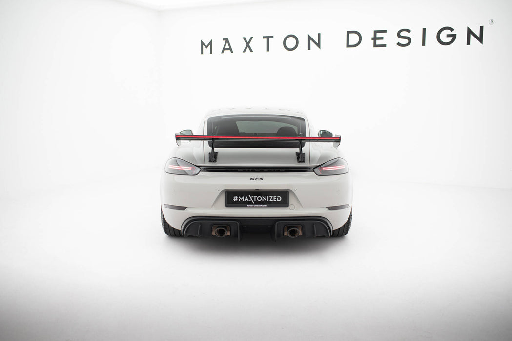 Maxton Design Carbon Spoiler With Upper Swan Mounting V.2 + LED Porsche 718 Cayman 982c