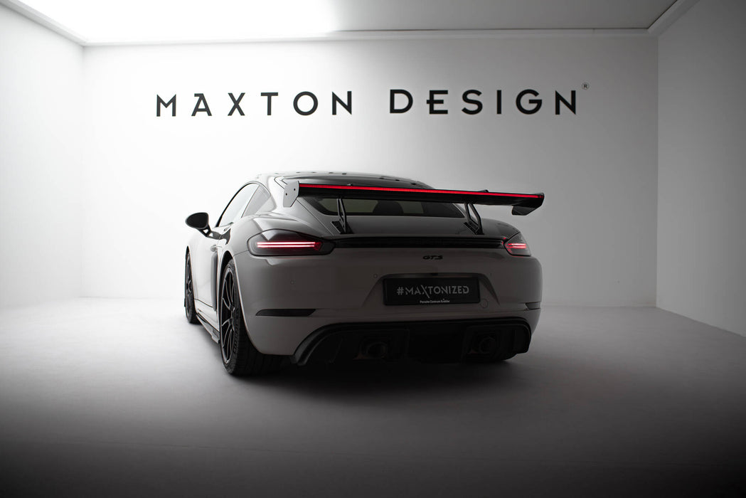 Maxton Design Carbon Spoiler With Upper Swan Mounting V.2 + LED Porsche 718 Cayman 982c