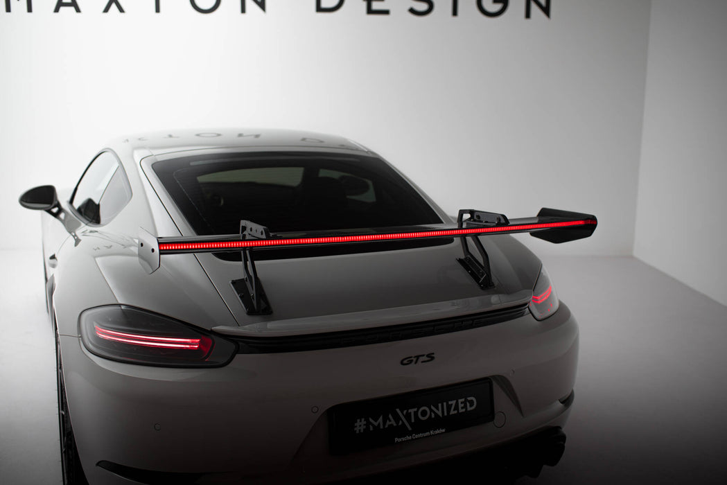 Maxton Design Carbon Spoiler With Upper Swan Mounting V.2 + LED Porsche 718 Cayman 982c