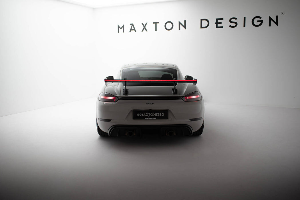 Maxton Design Carbon Spoiler With Upper Swan Mounting V.2 + LED Porsche 718 Cayman 982c