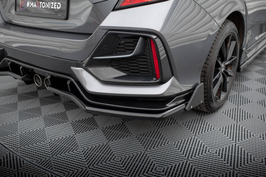 Maxton Design Rear Splitter V.1 (with vertical bars) + Flaps Honda Civic Sport Mk 10 Facelift