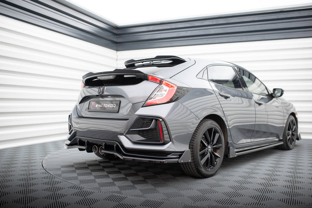 Maxton Design Rear Splitter V.1 (with vertical bars) + Flaps Honda Civic Sport Mk 10 Facelift