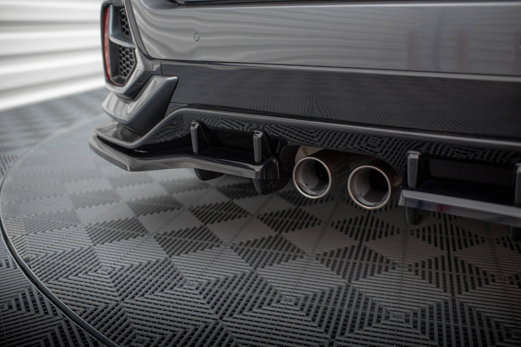 Maxton Design Rear Splitter V.1 (with vertical bars) + Flaps Honda Civic Sport Mk 10 Facelift