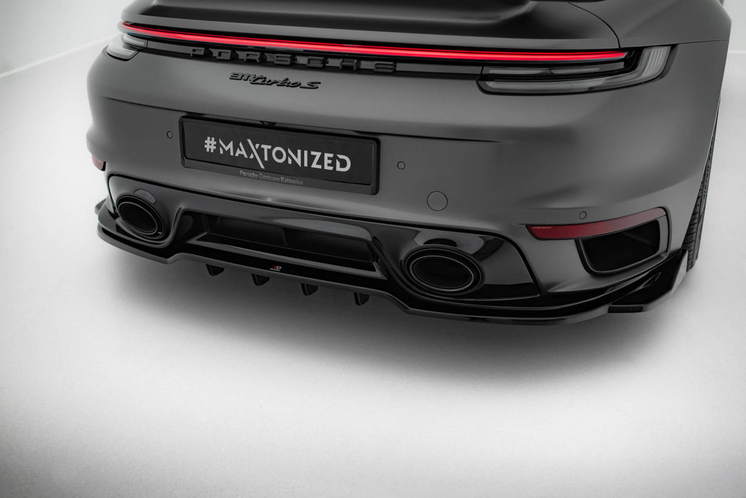 Maxton Design Rear Splitter (with vertical bars) Porsche 911 Turbo S Sport Package 992