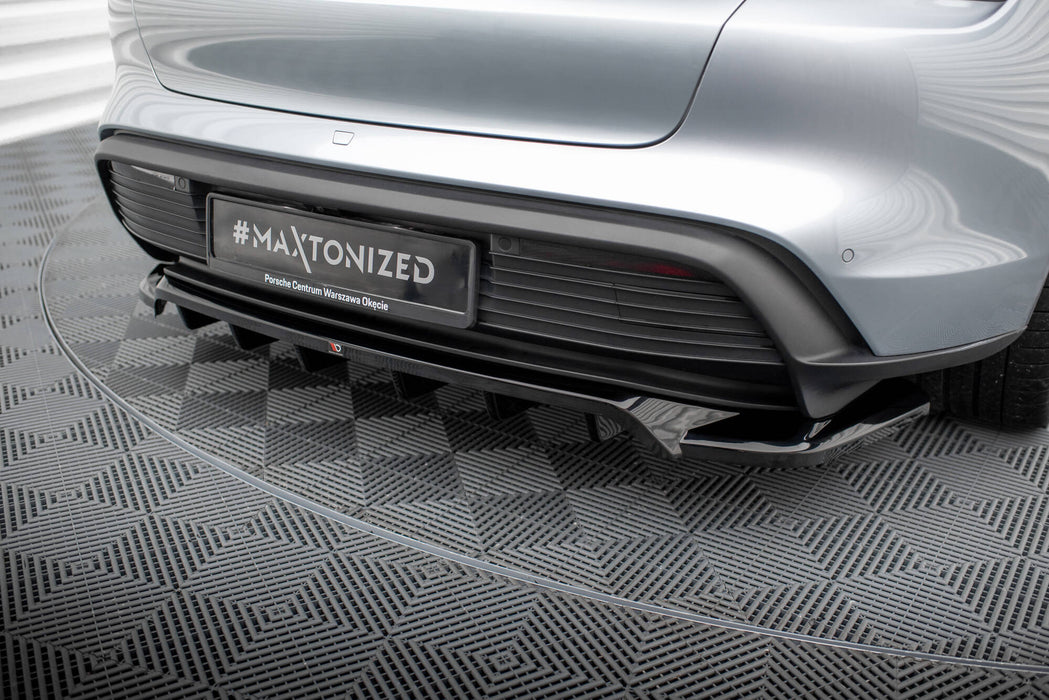 Maxton Design Rear Splitter (with vertical bars) Porsche Taycan / Taycan 4 / Taycan 4S / Taycan GTS Mk1