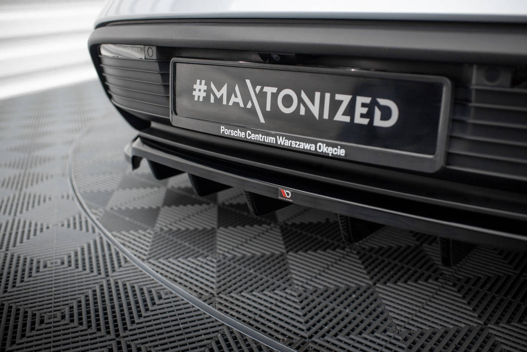 Maxton Design Rear Splitter (with vertical bars) Porsche Taycan / Taycan 4 / Taycan 4S / Taycan GTS Mk1