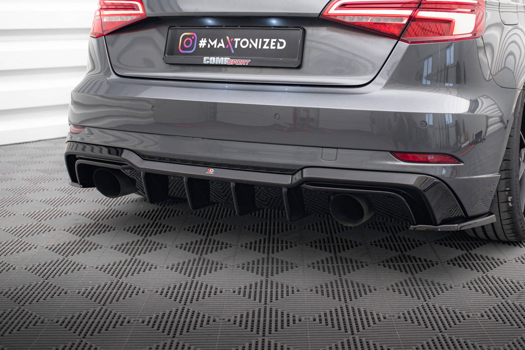 Maxton Design Rear Valance Audi A3 S-Line Sportback 8V Facelift (Version with single exhausts on both sides)