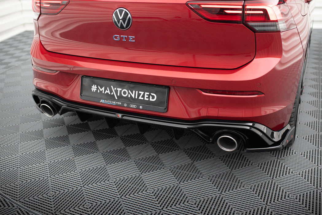 Maxton Design Rear Valance + Exhaust Ends Imitation Volkswagen Golf GTE / R-Line Mk8 / Mk8 Facelift