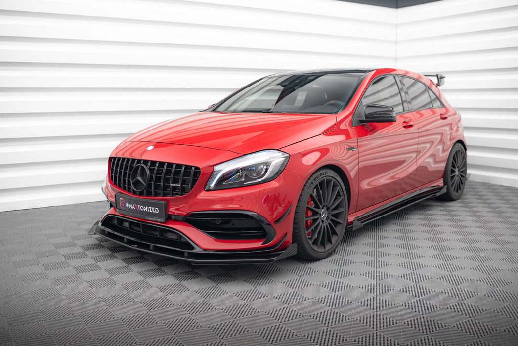 Maxton Design Street Pro Front Splitter + Flaps Mercedes-Benz A 45 AMG Aero W176 Facelift