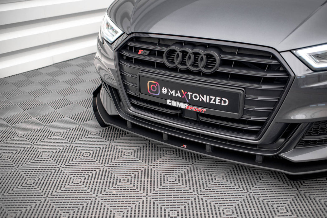 Maxton Design Street Pro Front Splitter V.1 + Flaps Audi S3 / A3 S-Line Sportback 8V Facelift