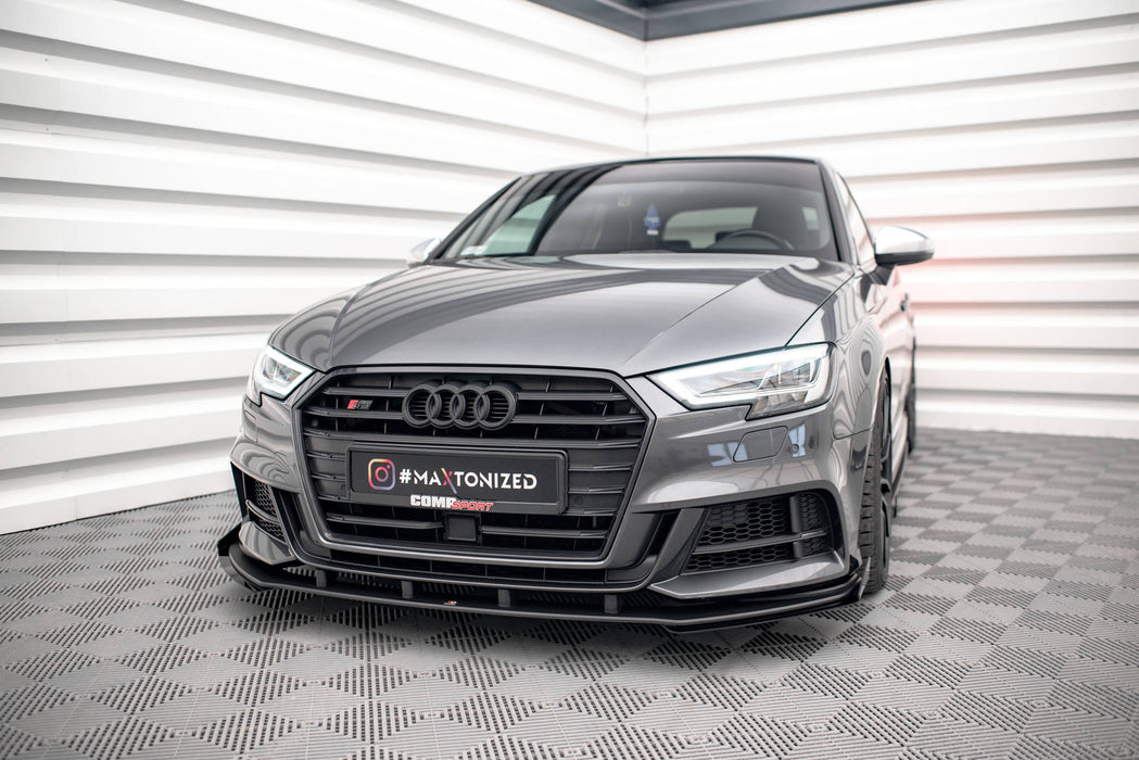 Maxton Design Street Pro Front Splitter V.1 + Flaps Audi S3 / A3 S-Line Sportback 8V Facelift