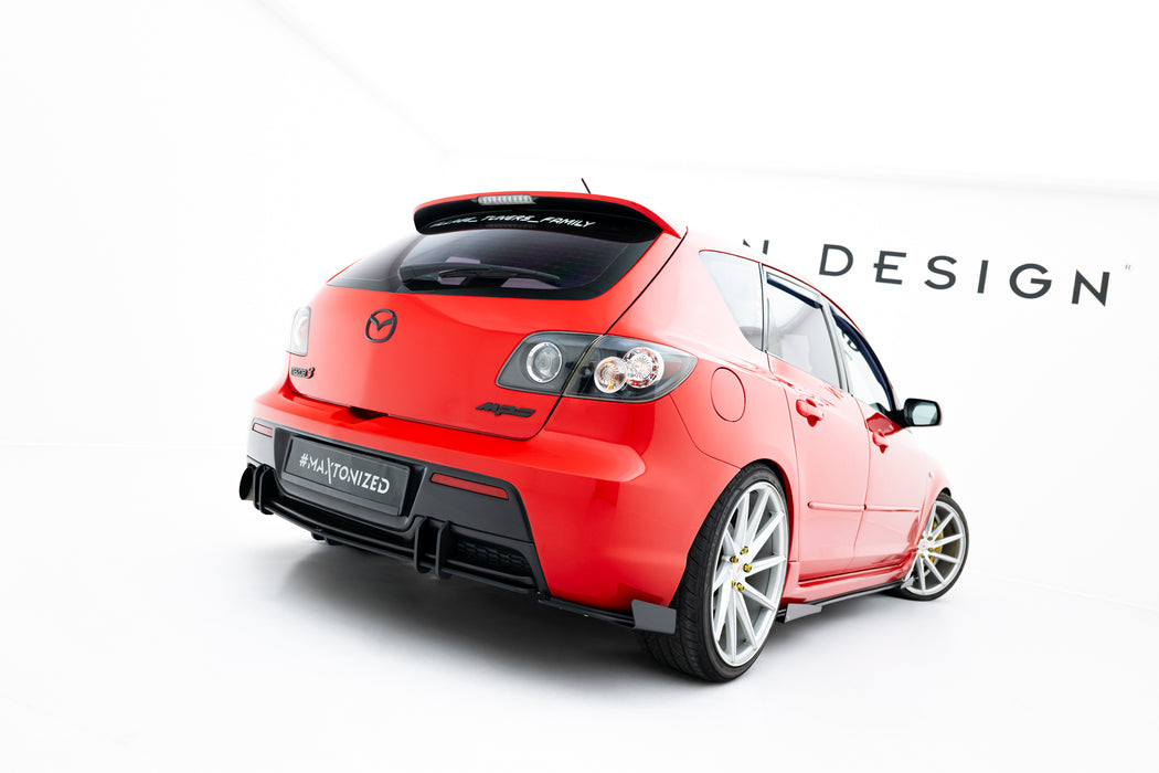 Maxton Design Street Pro Rear Side Splitters + Flaps Mazda 3 MPS Mk1 EU Version