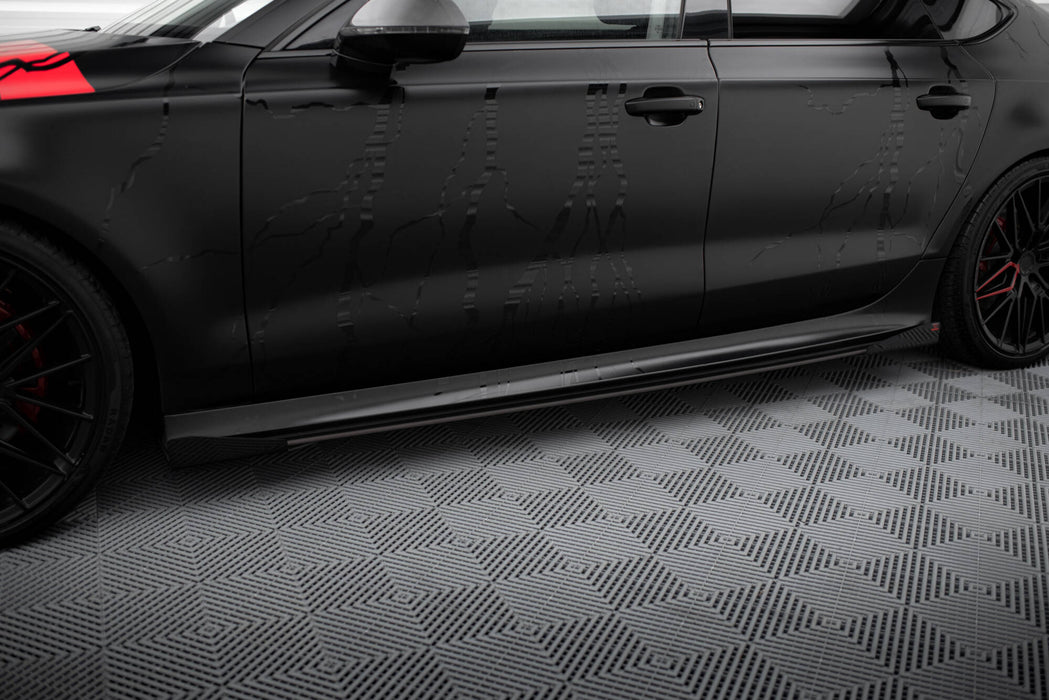 Maxton Design Street Pro Side Skirts Diffusers + Flaps Audi A7 RS7 Look C7