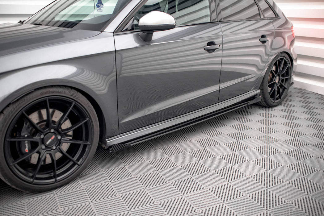 Maxton Design Street Pro Side Skirts Diffusers + Flaps Audi S3 / A3 S-Line Sportback 8V Facelift