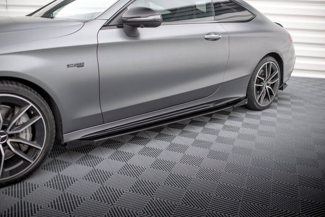Maxton Design Street Pro Side Skirts Diffusers + Flaps Mercedes-AMG C43 Coupe / Cabrio C205  Facelift / A205 Facelift